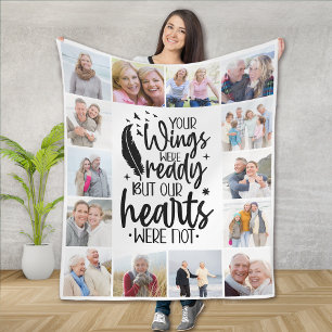 Your Wings Were Ready Multi Photo Memorial Fleece Blanket