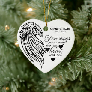 Your Wings Were Ready Personalised Photo Memorial Ceramic Tree Decoration