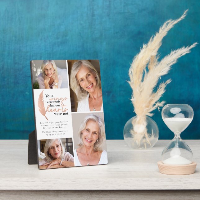 Your Wings Were Ready Rose Gold Sympathy Photos Plaque (Side)