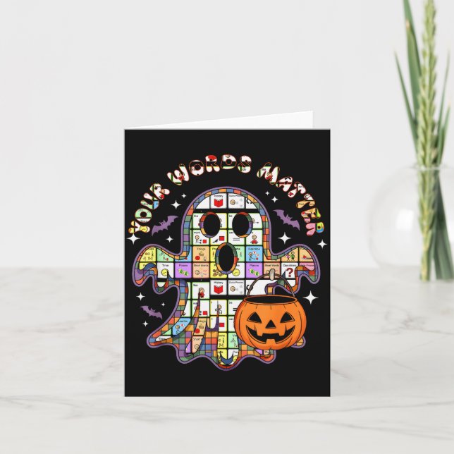 Your Word Slp Speech Therapy Aac Ghost Halloween  Card (Front)