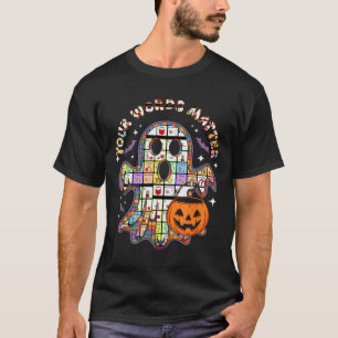 Your Word Slp Speech Therapy Aac Ghost Halloween T-Shirt
