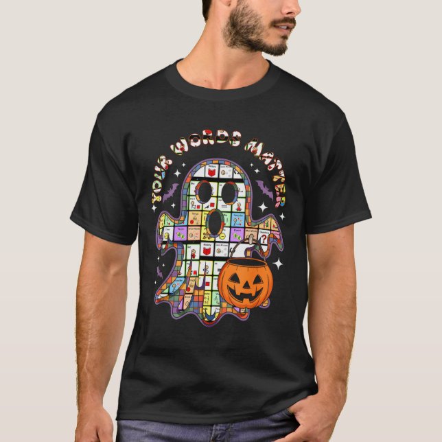 Your Word Slp Speech Therapy Aac Ghost Halloween  T-Shirt (Front)