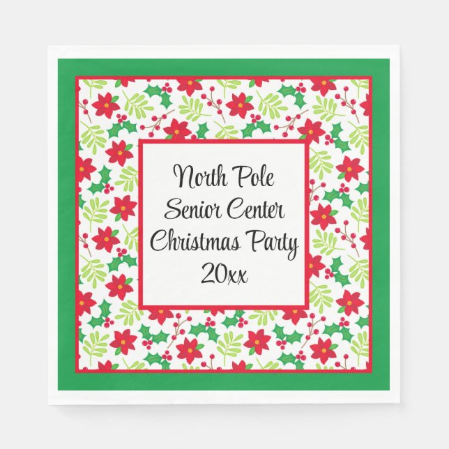 Your Words Personalise Christmas Party Red & Green Napkin (Front)