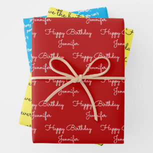 Your Words with Her Name Birthday 3 Gift  Wrapping Paper Sheet