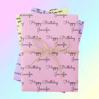 Your Words with Her Name Birthday Gift Wrapping Pa Paper Sheet