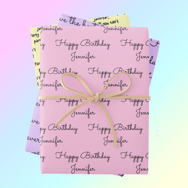 Your Words with Her Name Birthday Gift Wrapping Pa Wrapping Paper Sheet (Creator Uploaded)