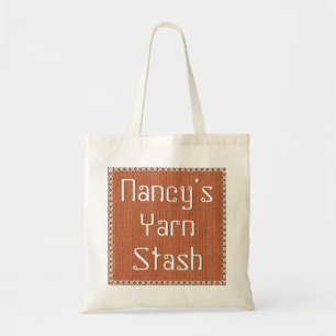 Your Yarn Stash  -  Orange Knit Text Template Tote Bag
