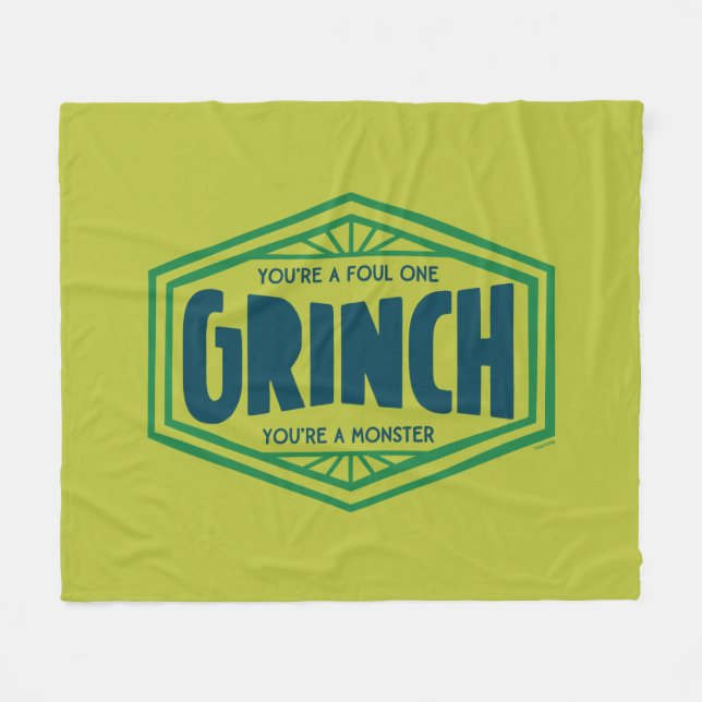 You're a Foul One Grinch Fleece Blanket (Front (Horizontal))