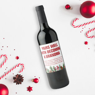 You're A Grandma Christmas Pregnancy Announcement Wine Label