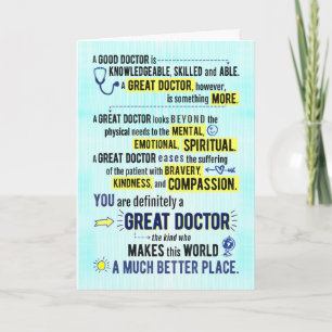 You're a Great Doctor, Making World a Better Place Card