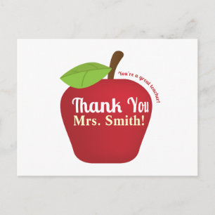 You're a great teacher! Teacher appreciation apple Postcard