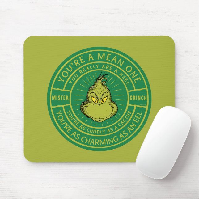 You're a Mean One Mister Grinch Badge Mouse Mat (With Mouse)