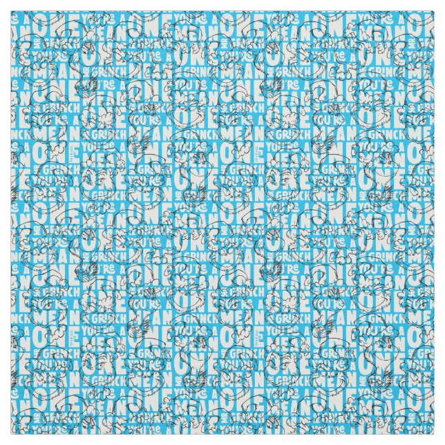 You're a Mean One Mr. Grinch Blue Pattern Fabric (Swatch)