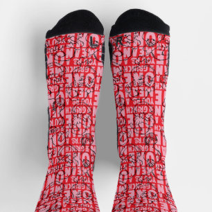 You're a Mean One Mr. Grinch Red Pattern Socks