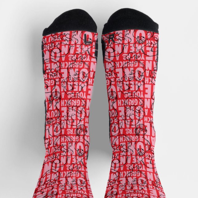 You're a Mean One Mr. Grinch Red Pattern Socks (Top)
