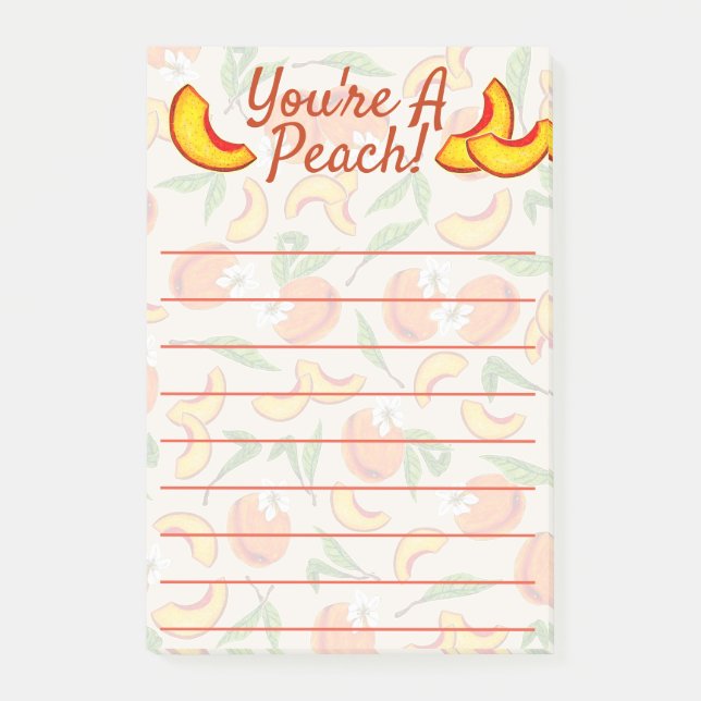 You're A Peach Peaches & Blossoms Post-it Notes (Front)
