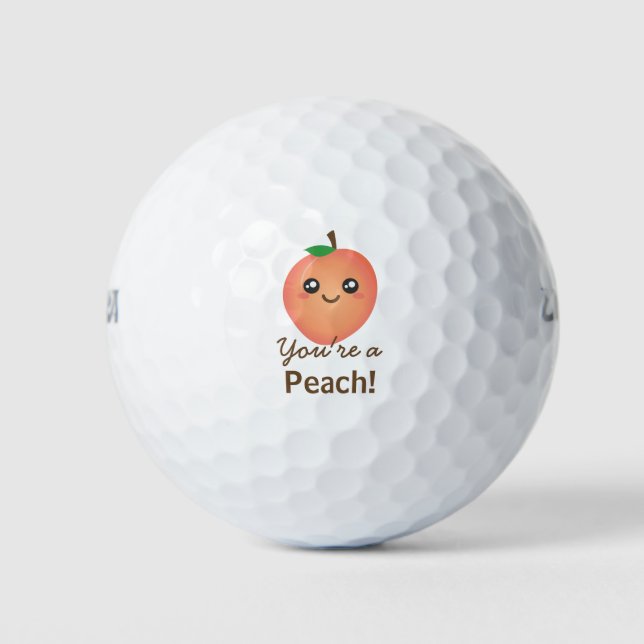 You're a Peach Sweet Kawaii Cute Funny Foodie Golf Balls (Front)