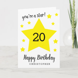 You're a star 20th Birthday Card