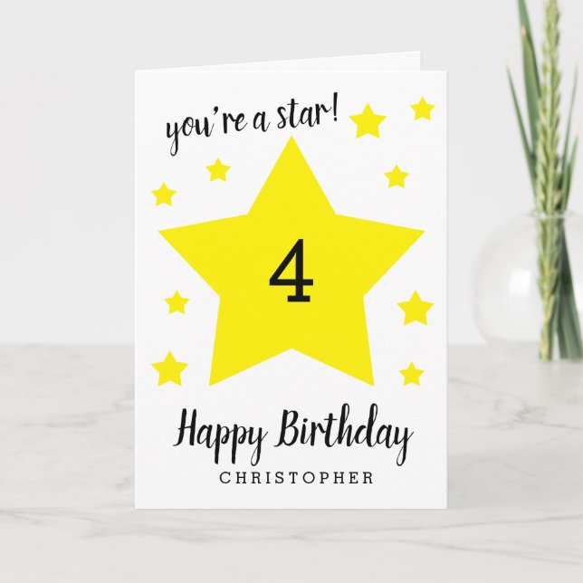 You're a Star 4th Birthday Card (Front)