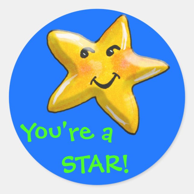 You're A Star Achievement Award Classic Round Sticker (Front)
