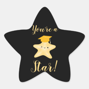 You're a Star! Black and Gold Graduation Star Sticker