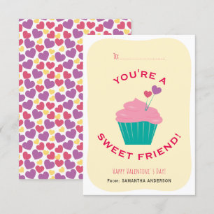You're A Sweet Friend Cupcake Classroom Valentine Invitation