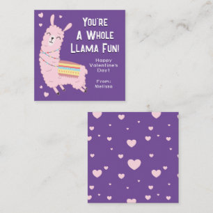 You're A Whole Llama Fun Classroom Valentine's Day Card