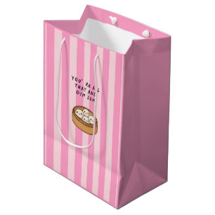 You're All That And Dim Sum Pink Striped Kawaii Medium Gift Bag
