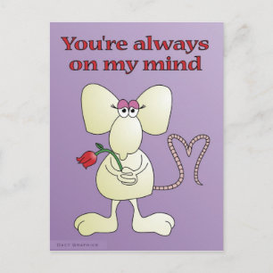 "You're always on my mind rat" postcard