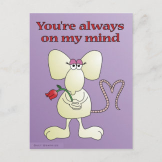 "You're always on my mind rat" postcard