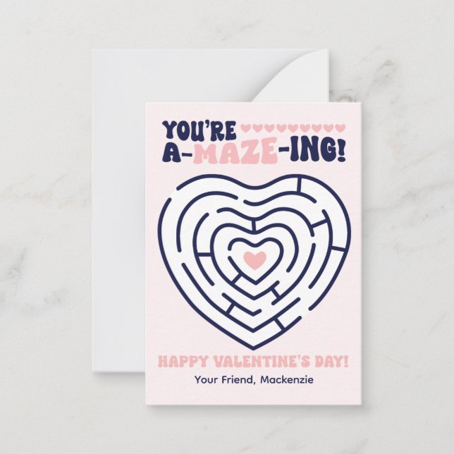 You're Amazing Maze Classroom Valentine  Card (Front)