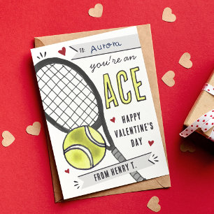 You're An Ace Tennis Classroom Valentines Day Card