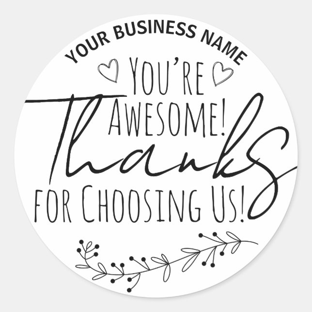 You're Awesome Custom Thank You Stickers (Front)