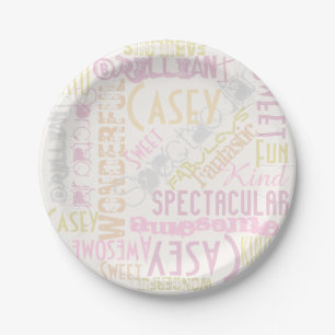 You're Awesome Personalise Words lavender Peach Paper Plate