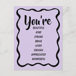 You're Beautiful Kind Strong Loved   Inspirational Postcard