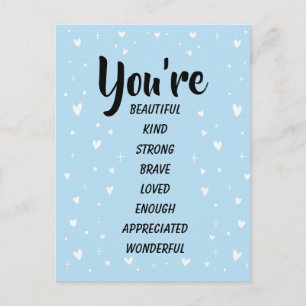 You're Beautiful Kind Strong Loved   Inspirational Postcard