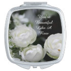 You're Beautiful White Rose Compact Mirror(square)