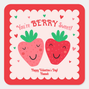 You're Berry Sweet Strawberry Valentine's  Square Sticker