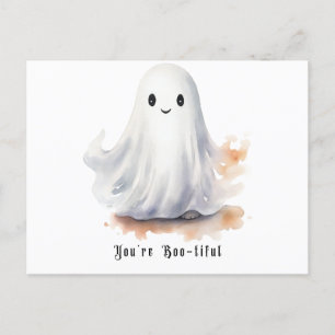 You're Boo-tiful Cute Ghost Halloween Holiday Postcard