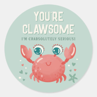 You're Clawsome Valentine's Day Card Classic Round Sticker