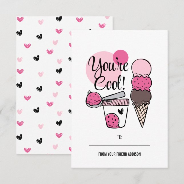 You're Cool Kids Classroom Valentine Card (Front/Back)