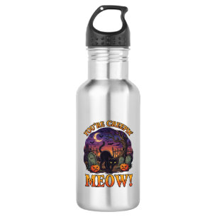 Youre Creepin Meow Halloween Black Cat Pumpkins Gr 532 Ml Water Bottle