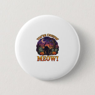 Youre Creepin Meow Halloween Black Cat Pumpkins Gr 6 Cm Round Badge