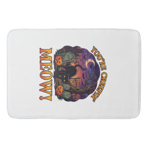 Youre Creepin Meow Halloween Black Cat Pumpkins Gr Bath Mat