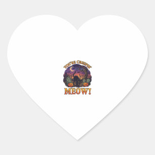 Youre Creepin Meow Halloween Black Cat Pumpkins Gr Heart Sticker