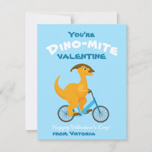You're Dino-mite! School kids Valentine dinosaur Holiday Card