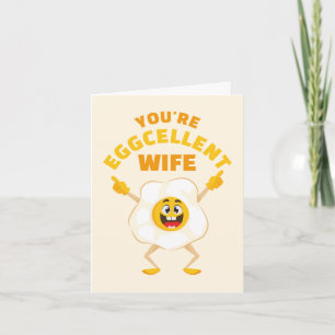 You're Eggcellent Wife Anniversary Cute Fun Egg Holiday Card