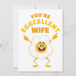 You're Eggcellent Wife Anniversary Cute Fun Egg Holiday Card