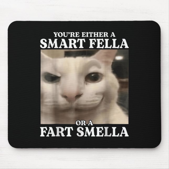 You're Either A Smart Fella Or A Fart Smella Cat F Mouse Mat (Front)