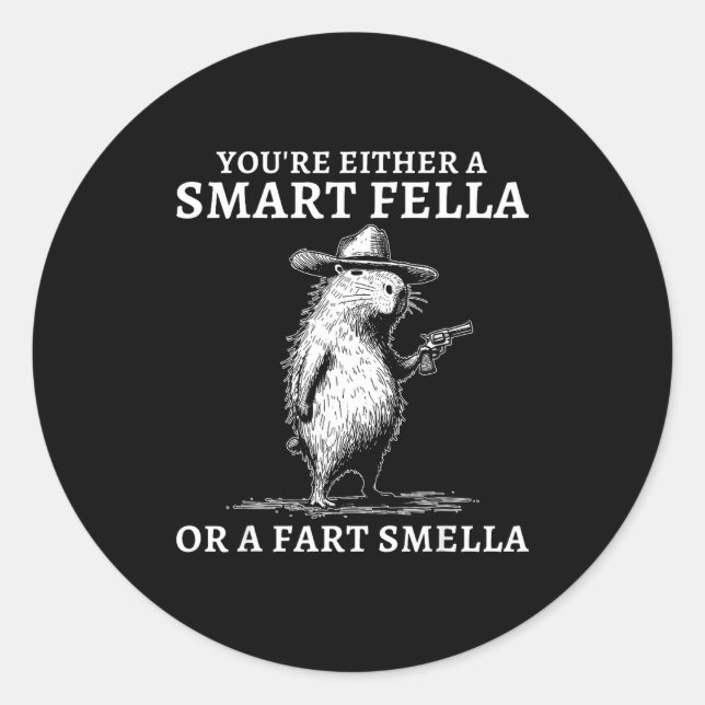 You're Either A Smart Fella Or A Fart Smella Funny Classic Round Sticker (Front)
